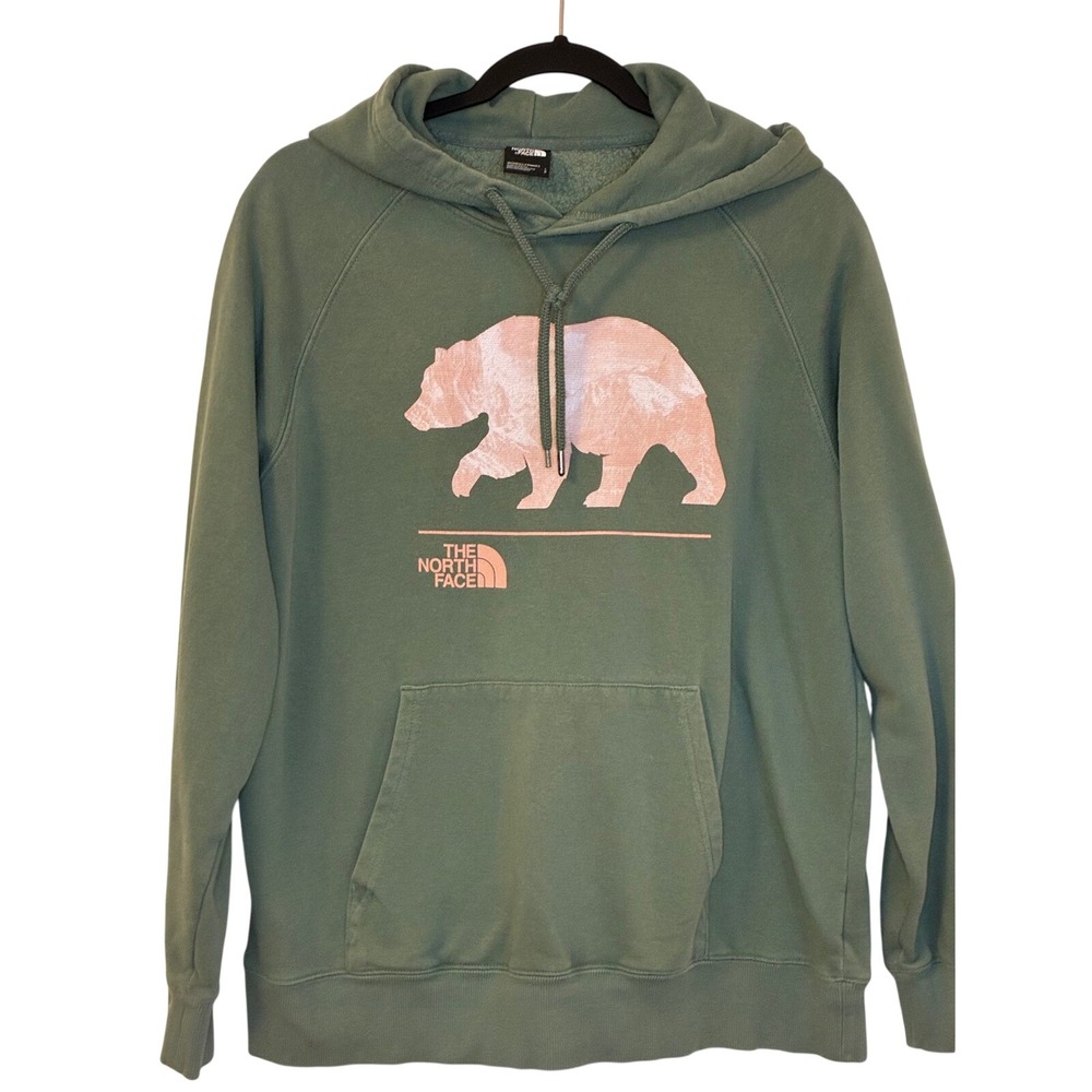 The North Face Womens Sage Green Bear Graphic Pullover Hoodie Large